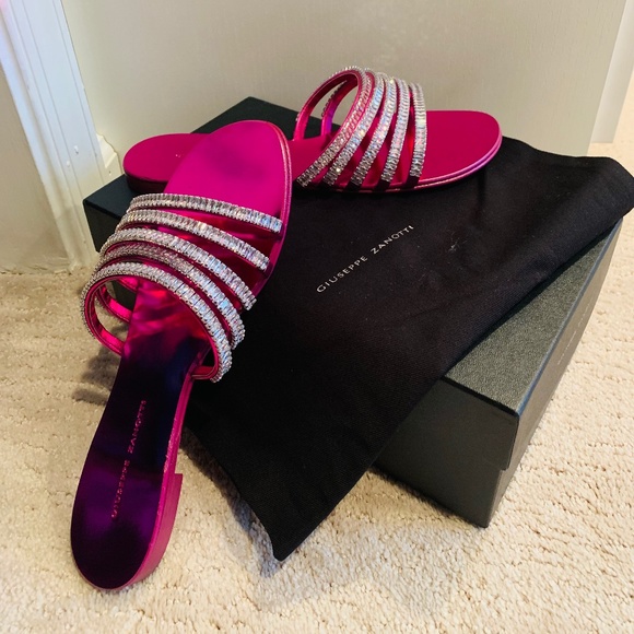 Giuseppe Zanotti Crystal Leather Slides